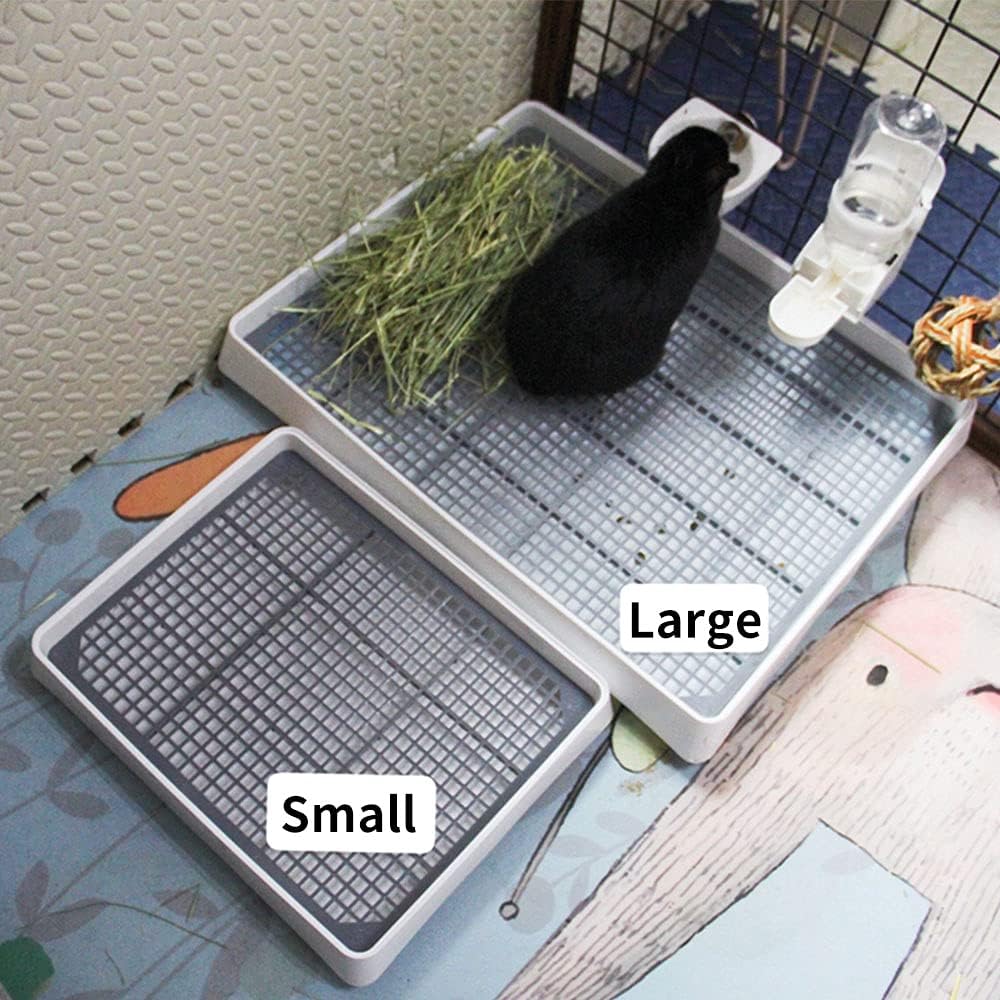 Rabbit Litter Box with Grid 15x12in, Potty Training Pan for Small Animals