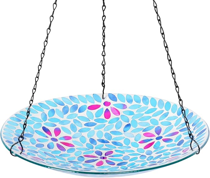VCUTEKA Hanging Bird Bath, Glass Mosaic Bird Baths by VCUTEKA