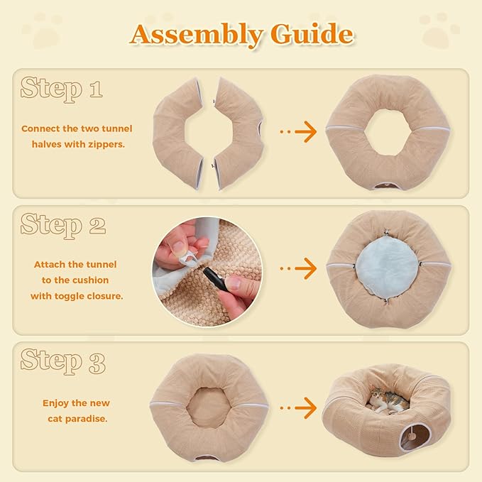 PEQULTI Cat Donut Tunnel with Bed - Image 5