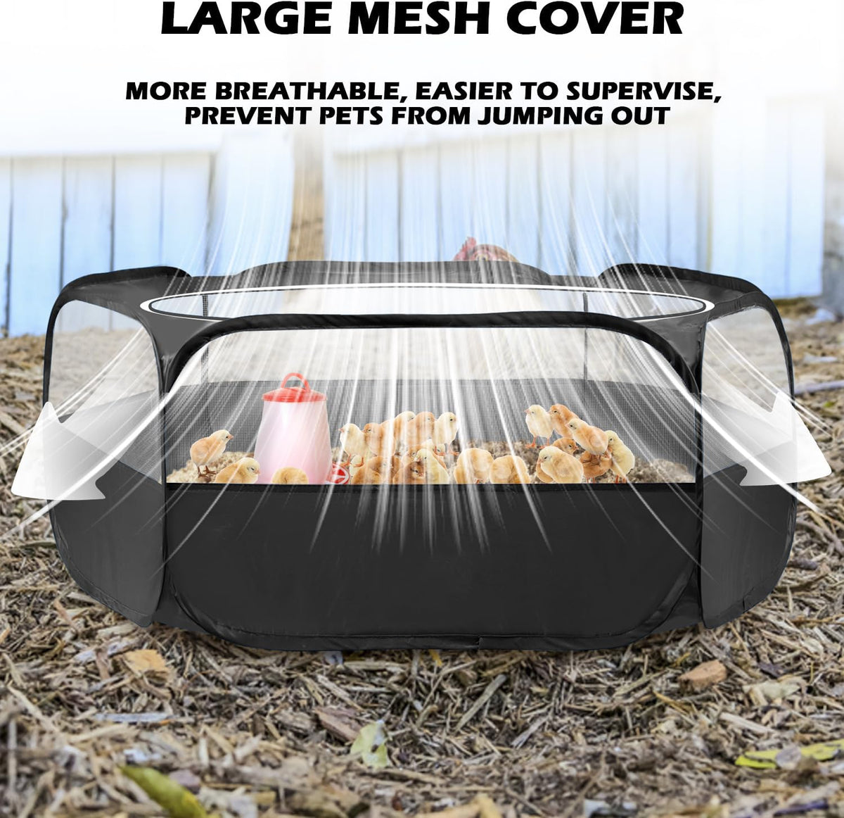 UWE Small Animal Playpen, Waterproof Foldable Pet Playpen, Black