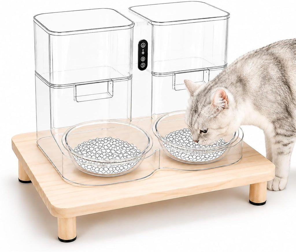 Extra Large Cat Food Stand, Wood Cat Feeder Stand 15.8 x 12.9 in