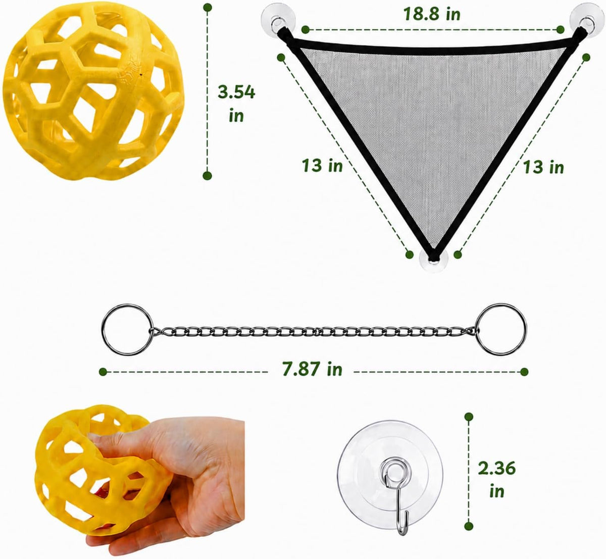 Bearded Dragon Enrichment Toys with Climbing Vine, Hammock and Feeder Ball