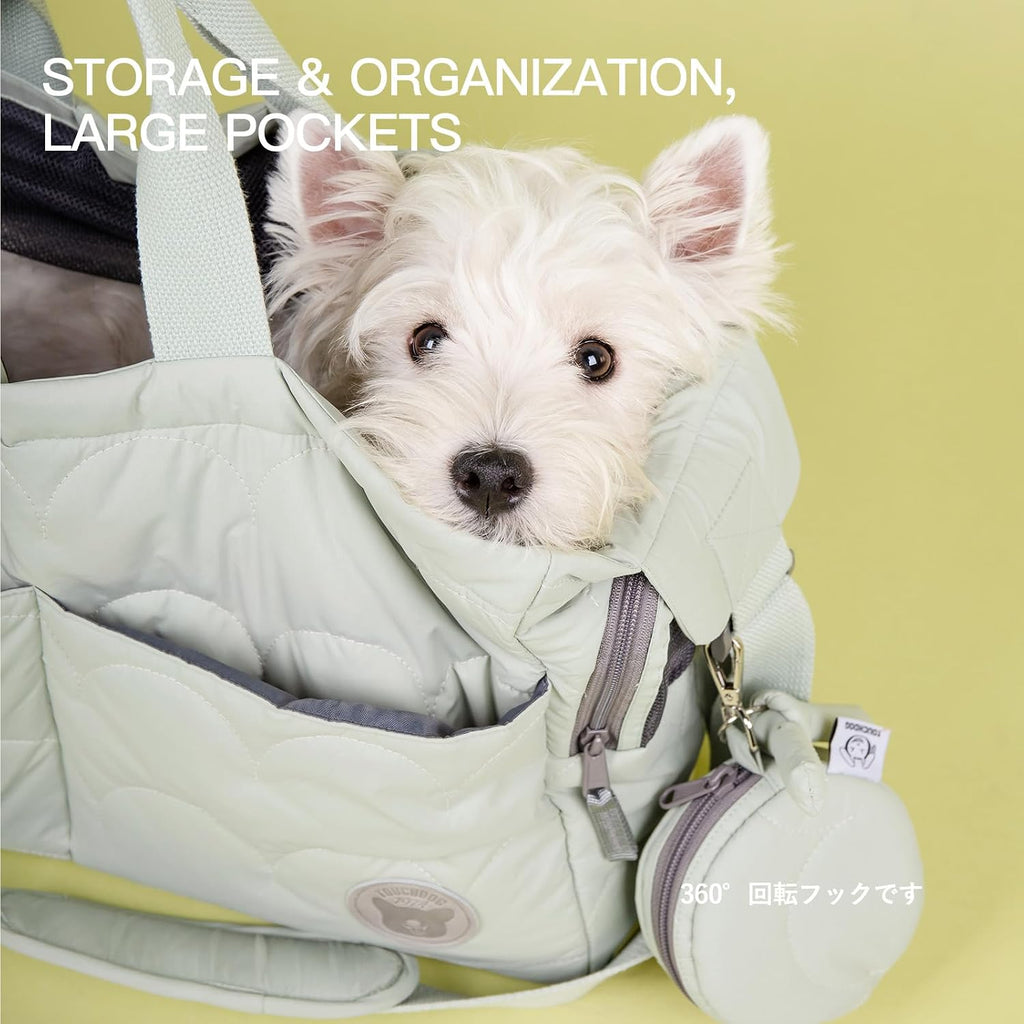 Macaron Cloud Pet Carrier Bag for Small Dogs and Cats, Lightweight&Soft Puppy Carrier with Large Pocket, Breathable Pet Travel Carrier，ups to 14lbs (Pea Green)