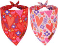 ADOGGYGO Valentines Dog Bandana 2 Pack, Heart and Floral Print Pet Scarf Bib by ADOGGYGO
