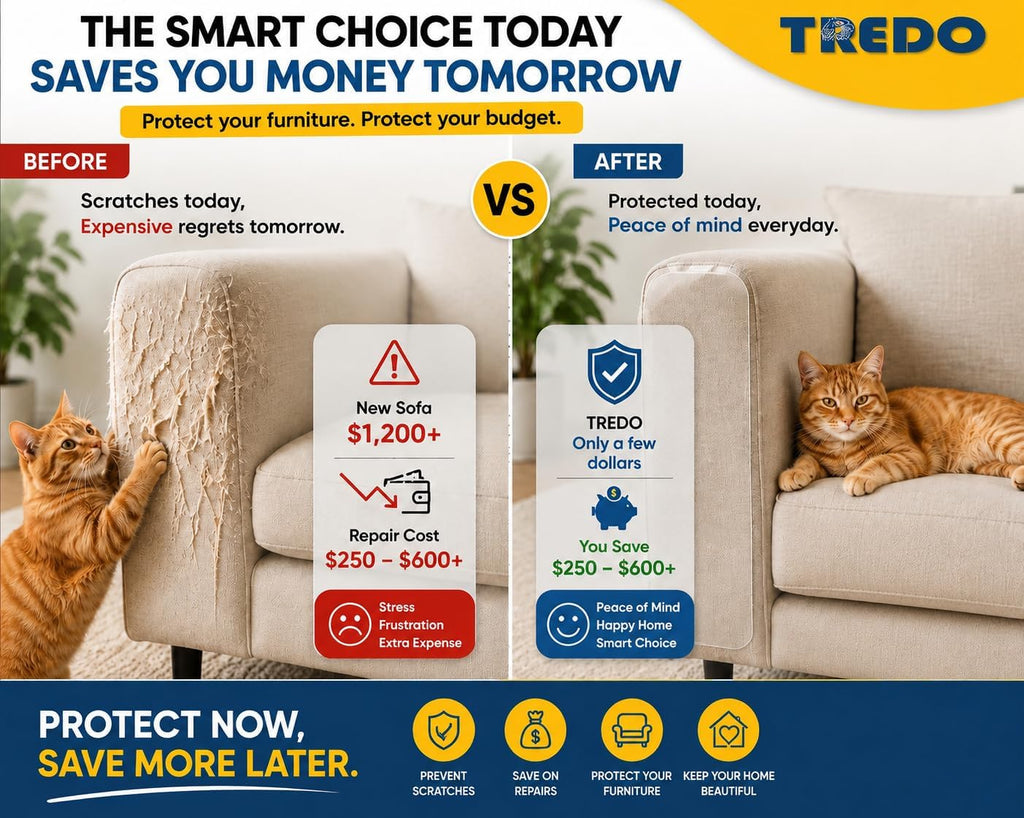 TREDO Cat Scratch Couch Protector 12 Pack, 17 x 12 in, 50 Twist Pins