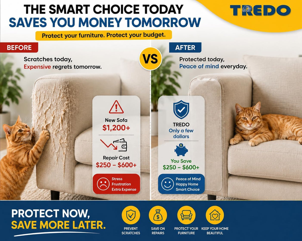 TREDO Cat Scratch Couch Protector 12 Pack, 17 x 12 in, 50 Twist Pins