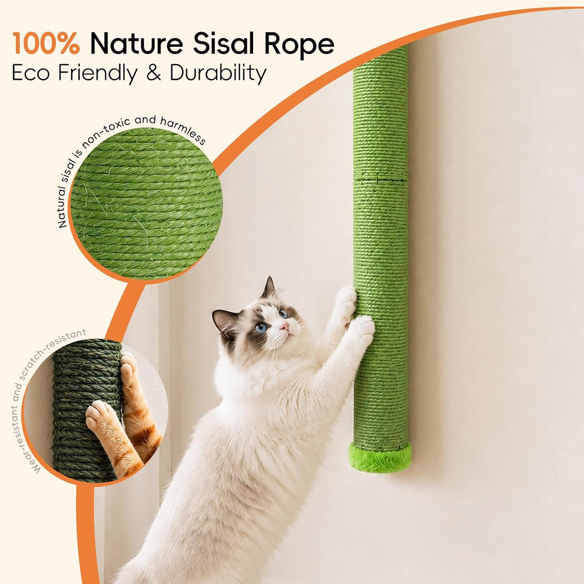 28" Wall Mounted Cat Scratcher for Cats Scratching & Climbing