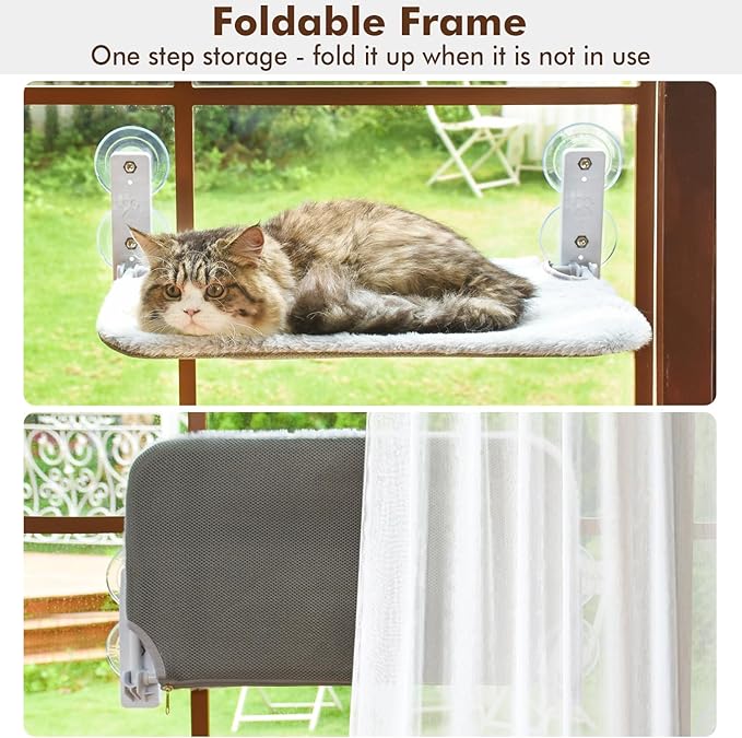 AMOSIJOY Cordless Cat Window Perch, Cat Hammock - Image 3