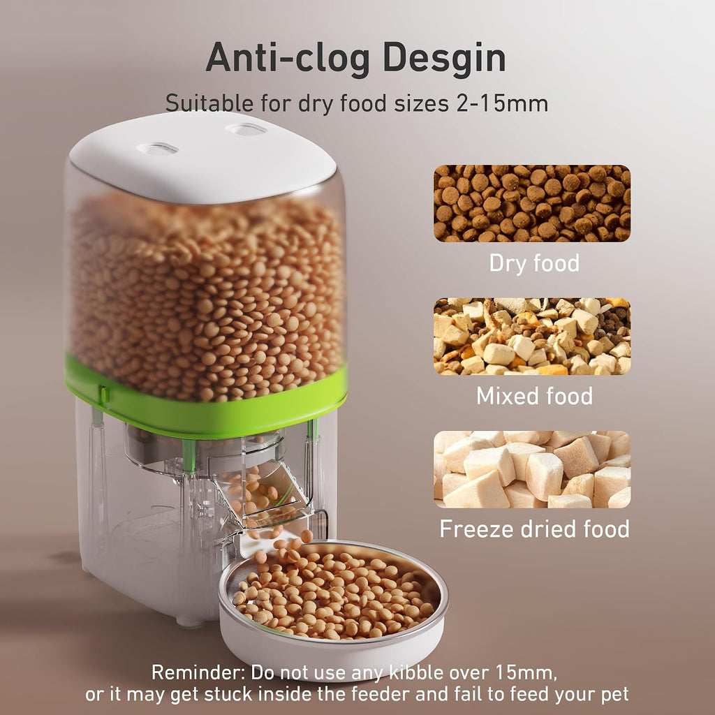 Automatic Cat Feeder - 4L Timed Auto Pet Feeder for Cat and Dog with Dry Food Dispenser, 180-day Battery Life, 1-6 Meals Per Day, 1-16 Portion, Desiccant Bag Keeps Food Fresh