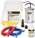 Tankless Water Heater Flushing Kit Includes 1500GPH Stainless Steel Pump with Two Adapters & Cleaner & 3 Gallons Pail with Bucket Lid Opener & Two 1/2” Dia X 6’ Hoses SUB 1500SS Flush Kit