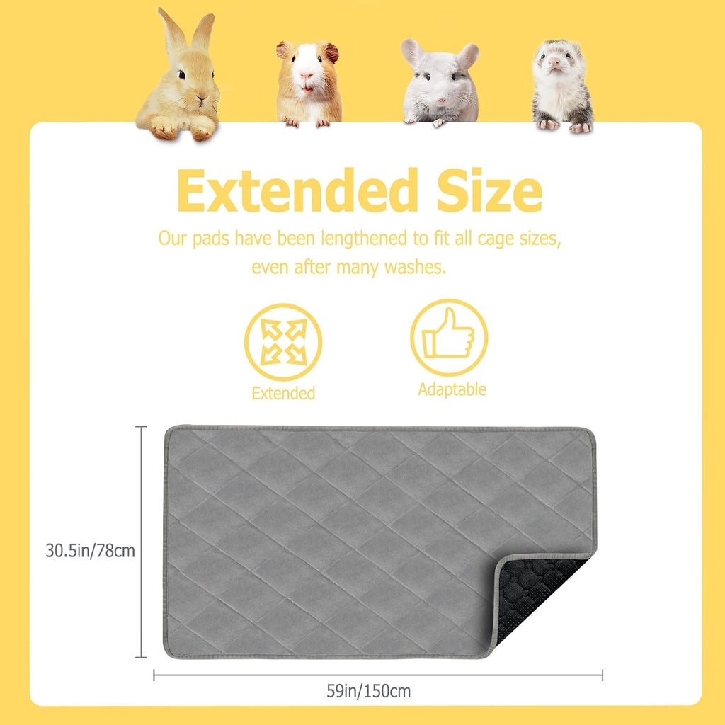 Guinea Pig Fleece Bedding, 59"x31" Cage Liner 2 Pack for C&C 2X4 Cage