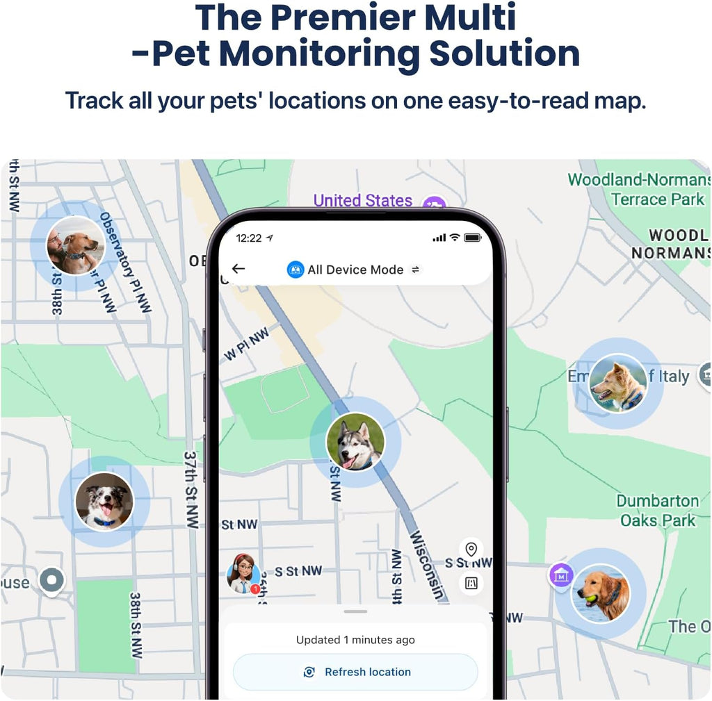 DBDD GPS Dog Tracker with Subscription,Virtual Fence&Health Monitor,IP67,BK