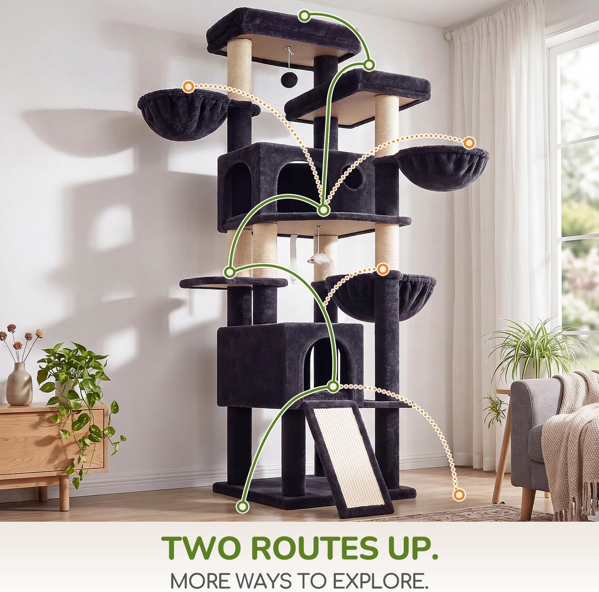 Globlazer 80in Tall Cat Tree for Large Cats, Sturdy Indoor Cat Tower, F80K