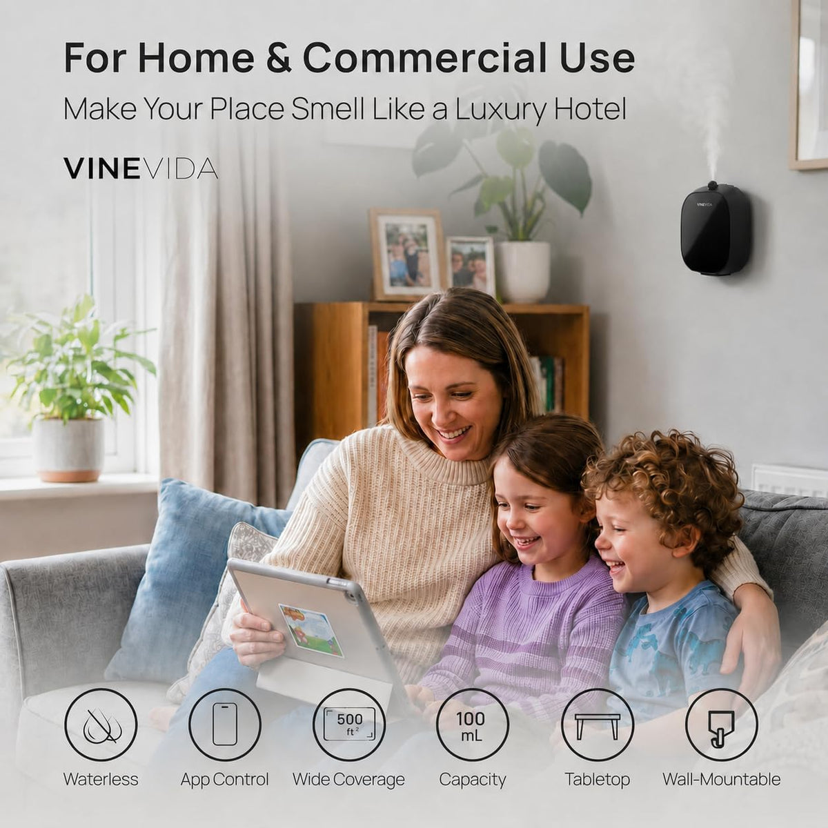 VINEVIDA Waterless Aroma Diffuser for Home | Hotel Scent Included