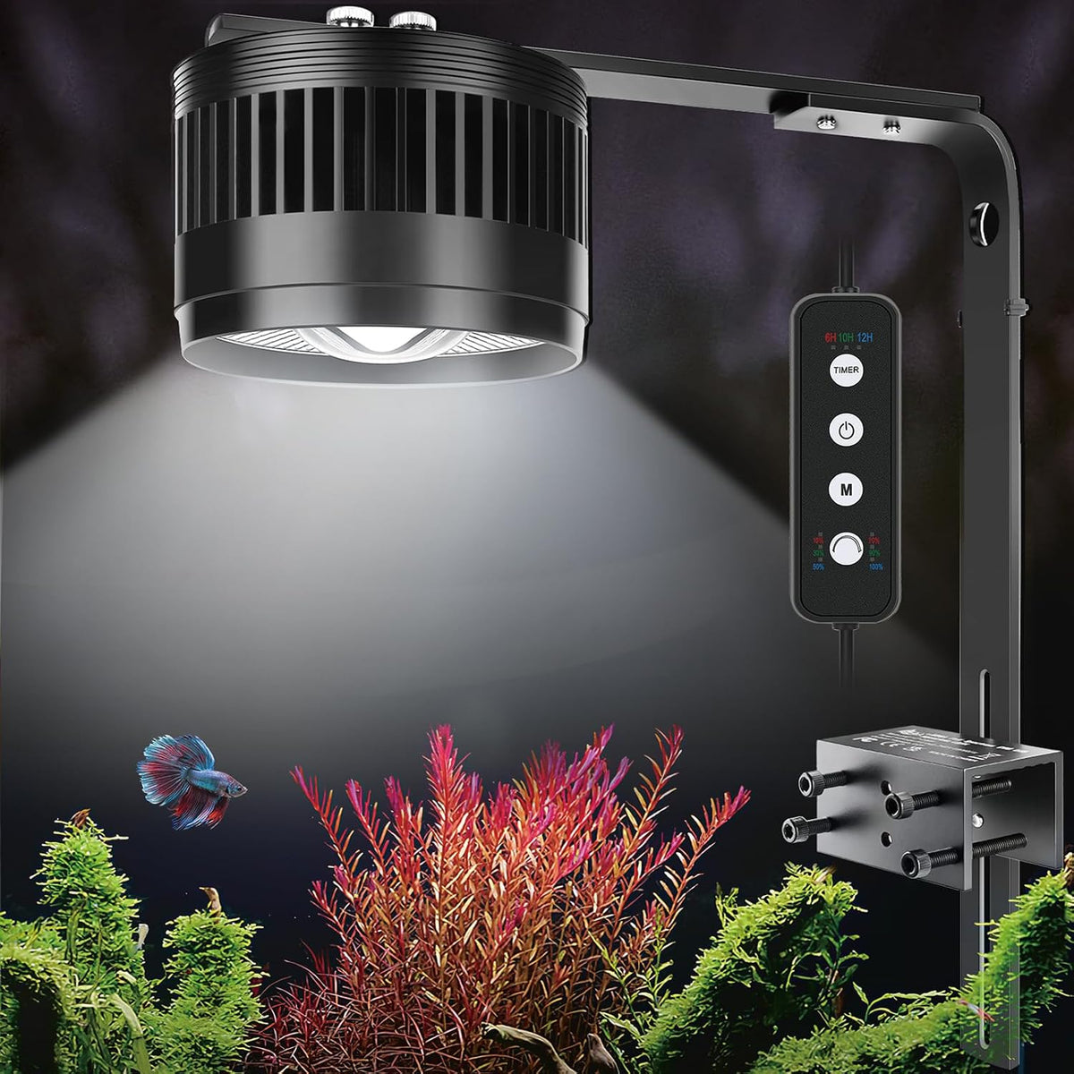 AQQA Aquarium Clip-On Stream Light with Controller, LED Fish Tank Light