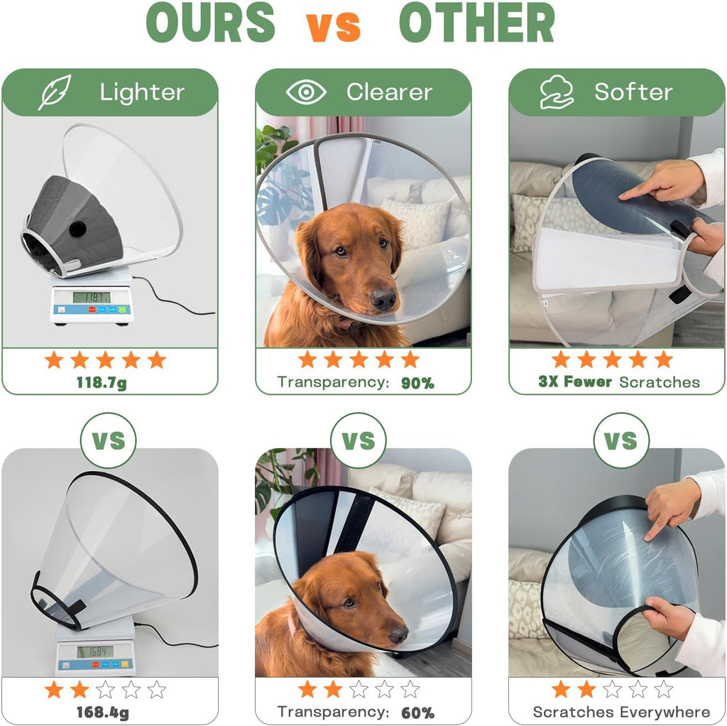 Dog Cone Collar to Stop Licking with Soft Liner Recovery Collar Alternative