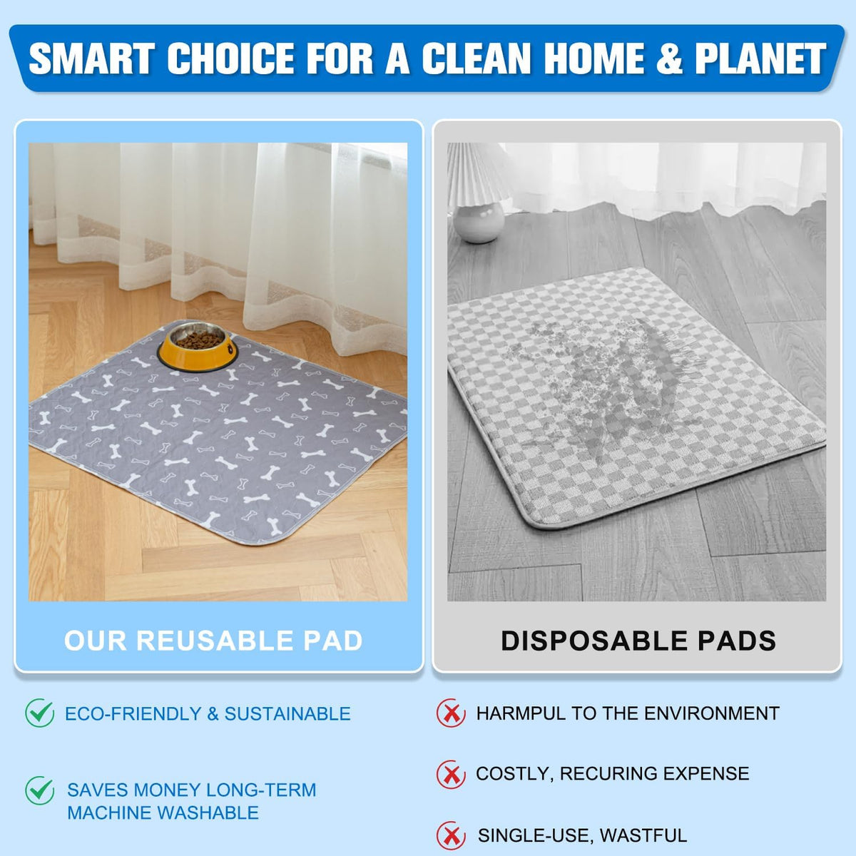 2 Pack Puppy Pee Pads with Pheromones, Washable Puppy Pads for Dogs,Leak-Proof & Anti-Slip,Reusable Absorbent Dog Training Pad for for Playpen,Whelping Box,Potty Training(15.7" × 23.6")