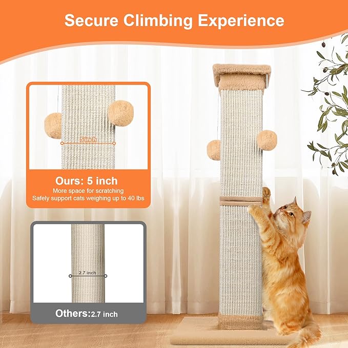 Cat Scratching Post 33 Inch Nature Sisal Cat Scratch Post - Image 6