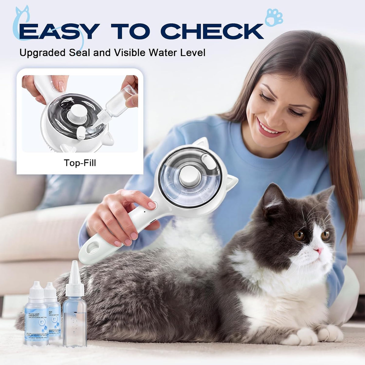 Pet Steam Brush Anti-static Self-Cleaning Mist Comb Dog Cat Grooming