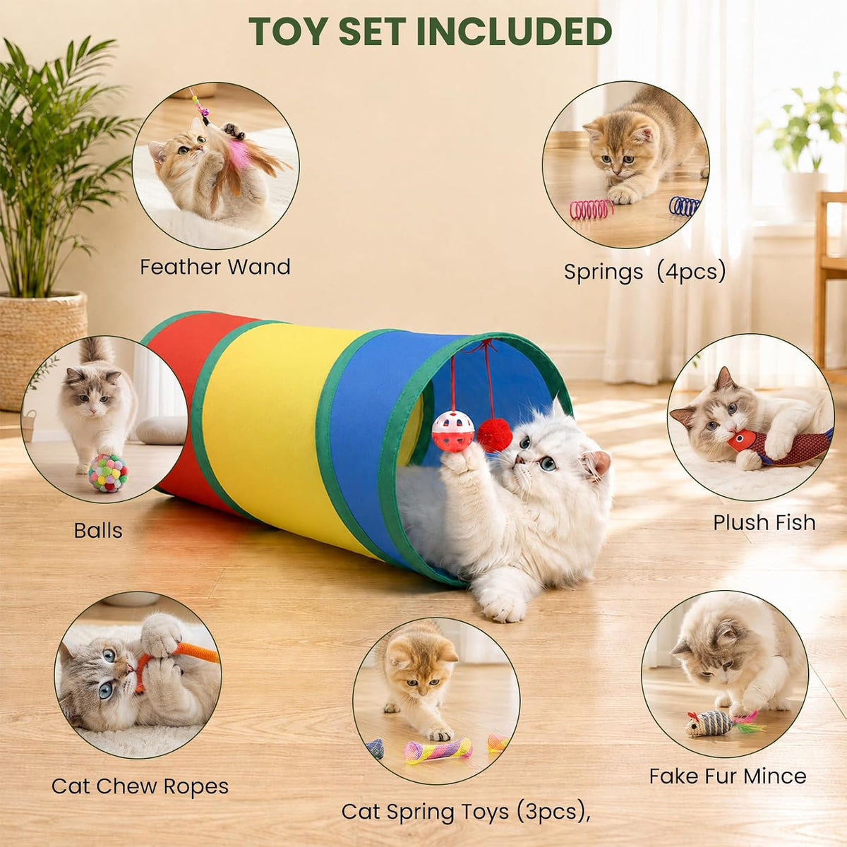 MIBOTE 35" Cat Scratching Post with Bed & Toys Palm Tree Cat Tower