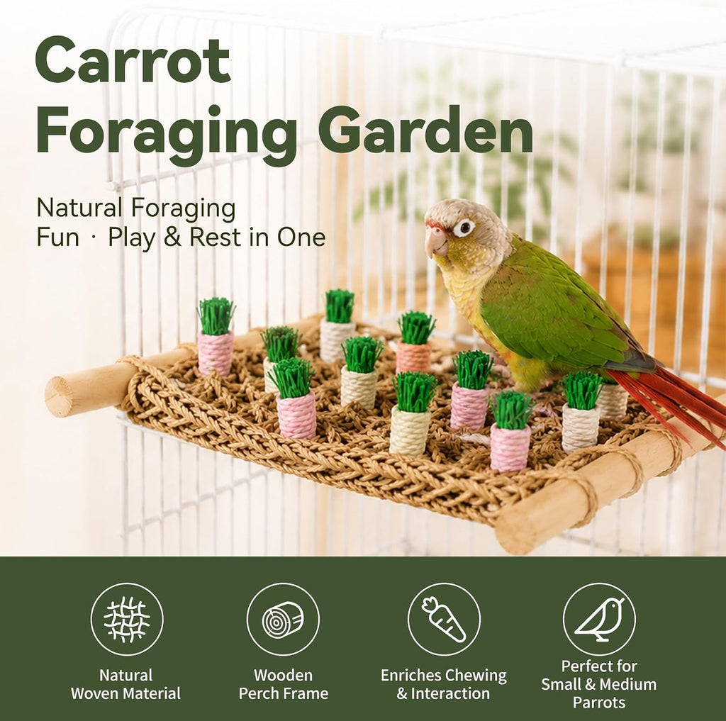Carrot Woven Climbing Chew Toy Bird Swing Hammock for Parrots