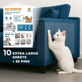 Large Cat Scratch Furniture Protector, 10 Pcs Transparent Couch Protector from Cat Claws, Single-Sided Self-Adhesive Anti-Pet Deterrent Sofa Protector with 55 Pins for Walls & Doors, 17IN