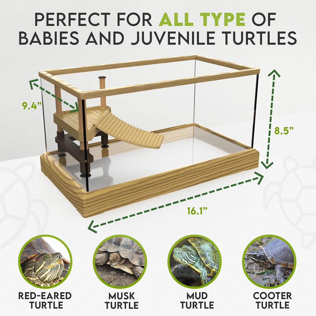 Turtle Aquarium Kit with Basking Platform - Filter and Light for Kids