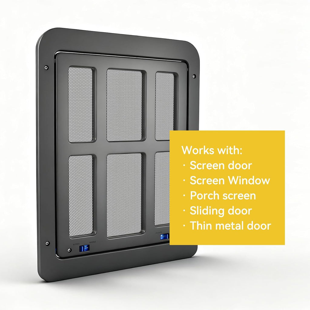 Enjoying Small Pet Door for Screen Door, Flap Opening 8.3" x 10.3", Window Screen Cat Door Doggy Door, Mesh Door with Magnetic Pet Door Built-in, Cat Door for Sliding Window Door, Lockable, Black