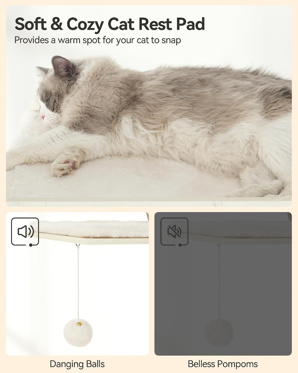 FourFurPets 72.4" Modern Cat Tree for Indoor Cats, Multi-Level Cat Condo