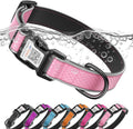 Reflective Dog Collar with QR Code Tag,Neon Pink S (9.8"-15.7")