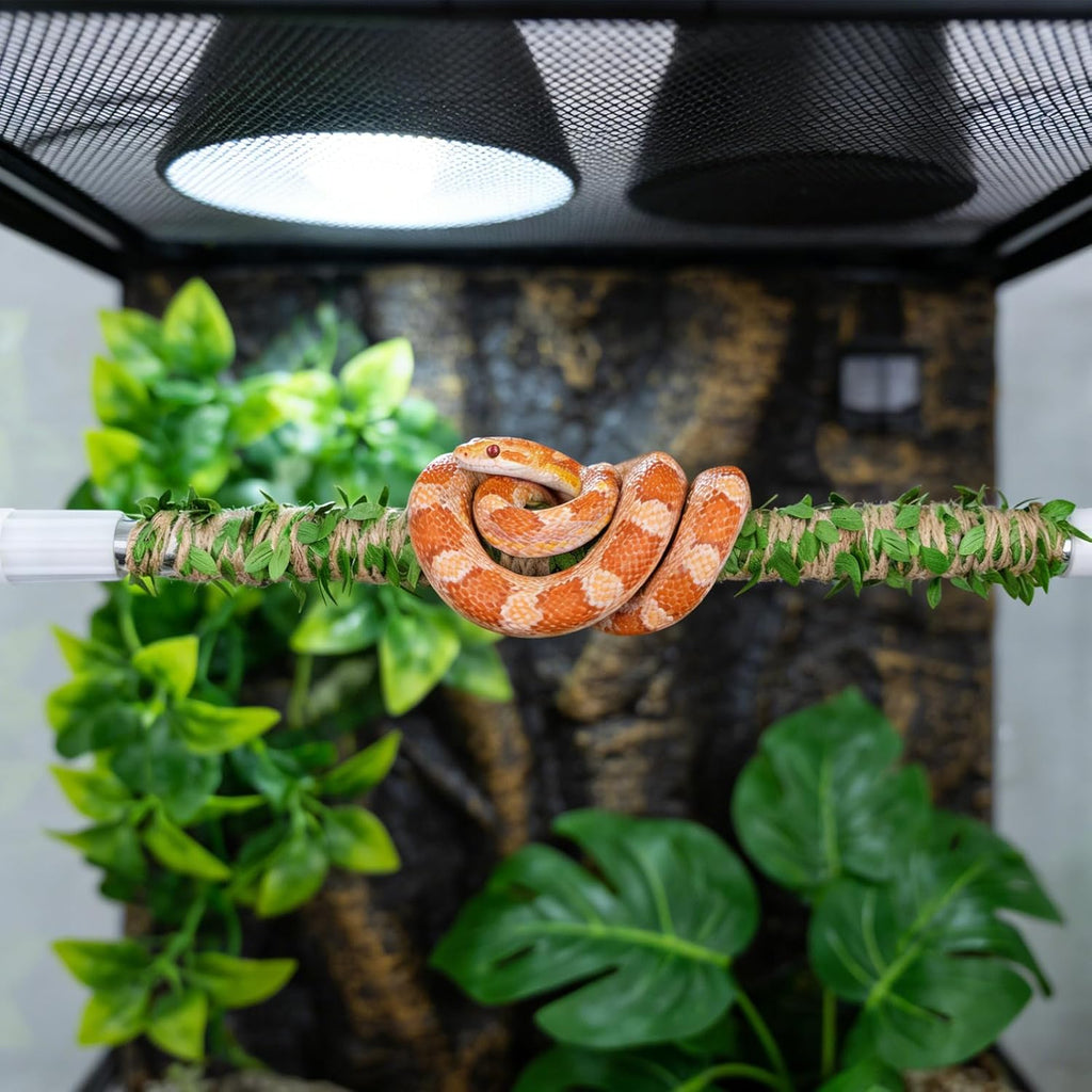 Snake Enclosure Accessories, Adjustable Metal Climbing Stick with Decoration Rope, Snake Enrichment Toys, Ball Python Tank Accessories, Climbing Branch for Small Reptile