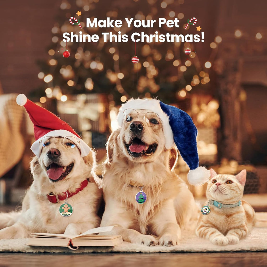 Holiday QR Code Dog ID Tag for Dogs, Christmas Pet Collar Charm, Scan QR for Instant Contact Info & Location Alerts, No Battery, No Monthly Fee