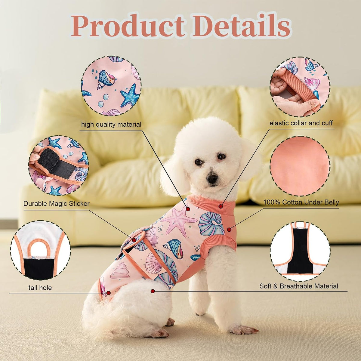 Recovery Suit for Dogs Cats,Female Male Dog Onesie for Spay Neuter,Substitute E-Collar & Cone,Anti-Licking Breathable Onesie for Small Medium Large Dogs Cats (Starfish,S)