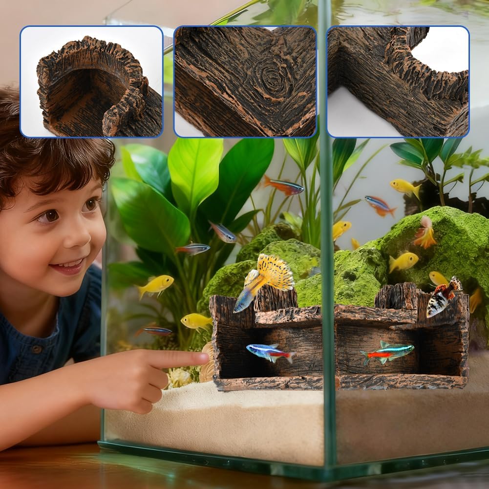 Aquarium Underground Corner Cave with 2 Simulated Resin Coral for Corners