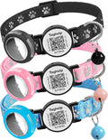 3 Pack AirTag Cat Collar, Reflective Breakaway Collar, Hidden Holder