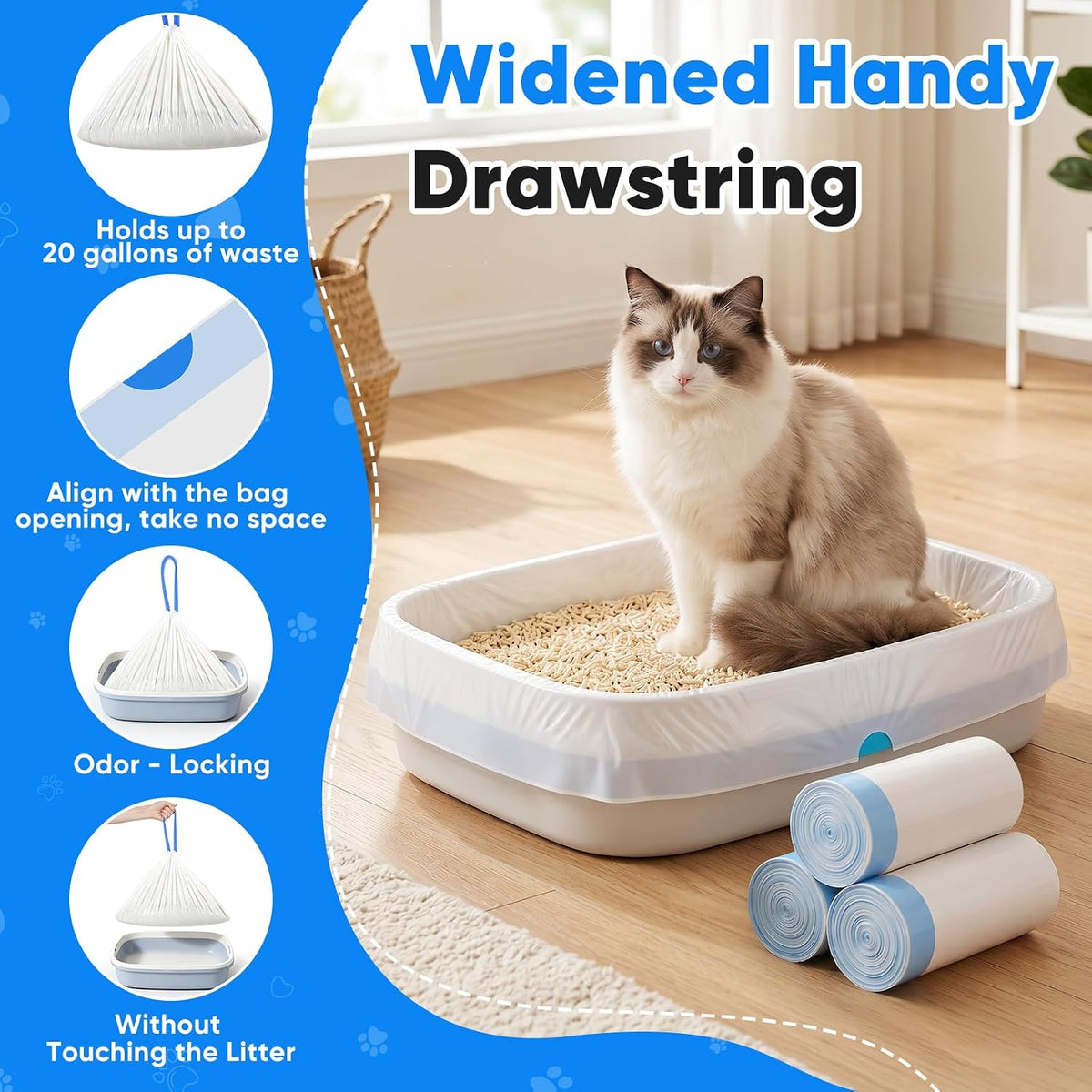 33 Count Jumbo Cat Litter Box Liners,36" X 18" Cat Litter Bags