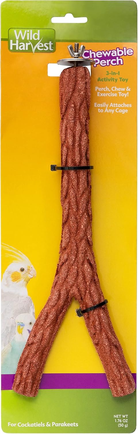 Wild Harvest Chewable Perch, 1.76 Ounce, Activity Toy and Treat for Cockatiels and Parakeets (Pack of 2)
