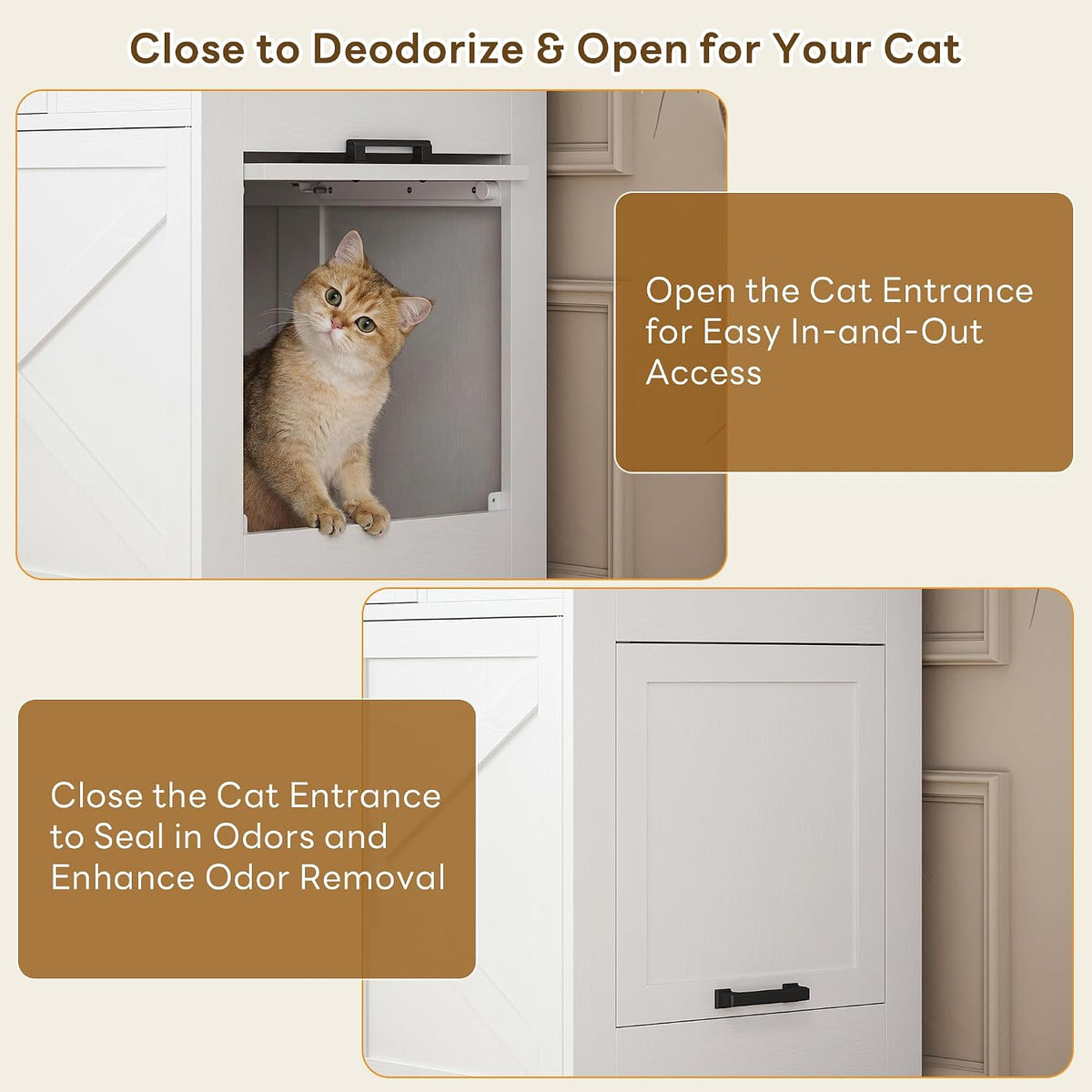 LIKIMIO 31.5" Cat Litter Box Enclosure with LED Odor Control