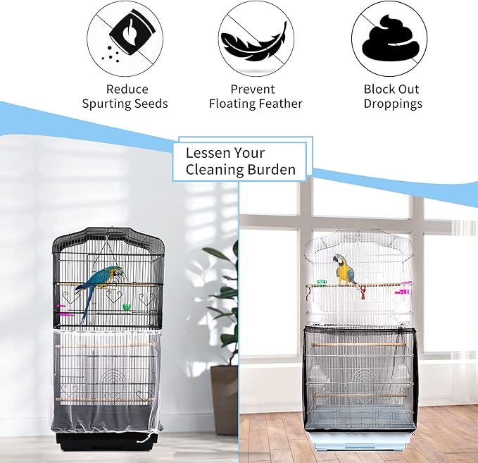 Daoeny Universal Bird Cage Cover, Adjustable Parrot Nylon Airy Soft Mesh Net - Image 2