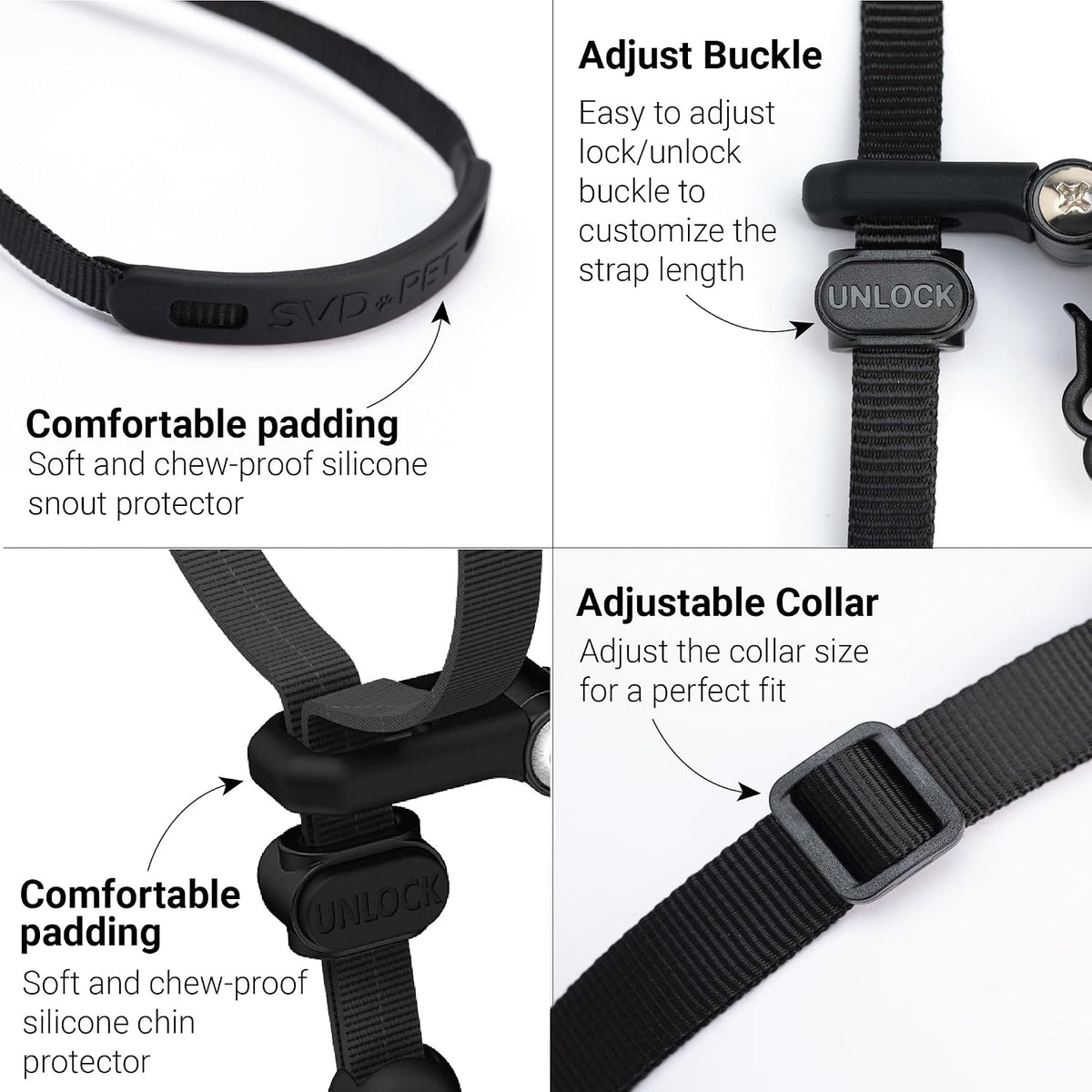 SVD.PET No-Pull Dog Headcollar for Easier Walks, Chew-Proof Protector to Increase Comfort, Simple Design, Easy to Wear and Adjust (Medium Size for Small and Medium Size Dogs)
