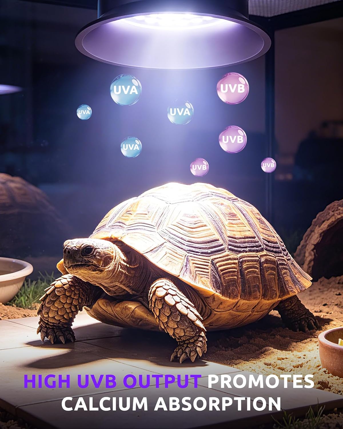 UVB UVA Light for Reptiles, Reptile LED Light Fixture with Timer & Dimming