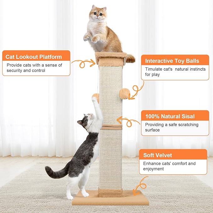Cat Scratching Post 33 Inch Nature Sisal Cat Scratch Post - Image 4