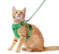 Cat Harness and Leash Set, Escape Proof Cat Harness with Reflective Strips, Breathable Mesh Vest, Adjustable Walking Harness for Indoor Outdoor Cats, Kittens, Small Medium Large Cats (Green, M)