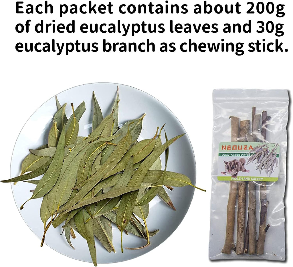 NEOUZA Sugar Glider Bedding, Dried Eucalyptus Leaves and Twigs 7oz/200g
