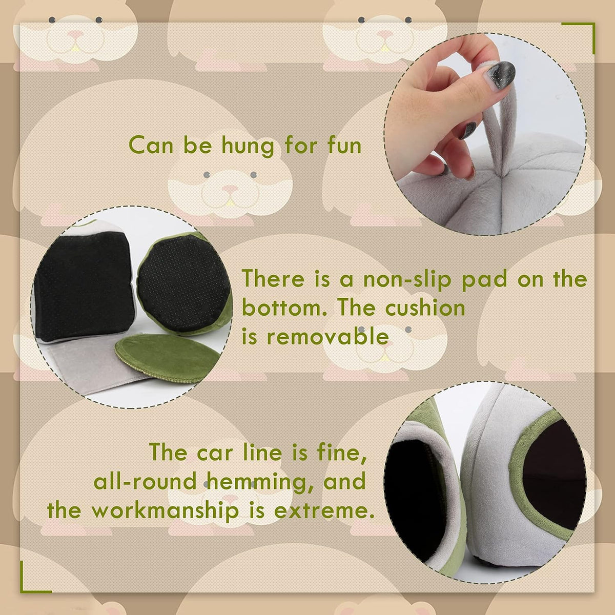 YUEPET Guinea Pig Bed 2 Pack,Warm Guinea Pig House, Stump & Yurt