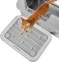 Cat Litter Mat Litter Box Mat with a Flip-top Lid,Extra Large Double-Layer Trapping Mats for Kitty,XL Cat Trapping Pad with Non-Slip Base,Durable,Waterproof,Washable,Easy to Clean (Grey)