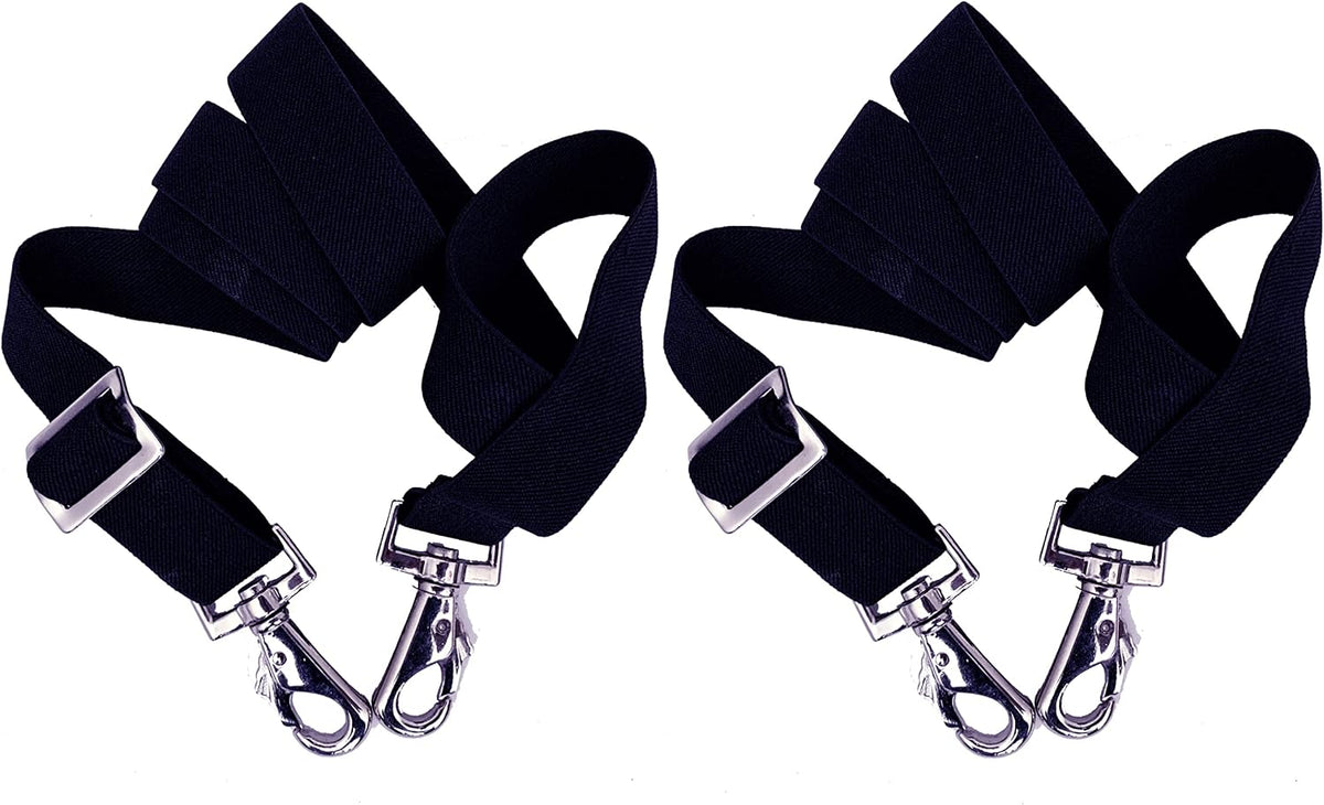 Majestic Ally Pack of 2 Adjustable Length Horse Blanket Sheet Replacement Elastic Leg Strap with Double Swivel Snaps (Black)