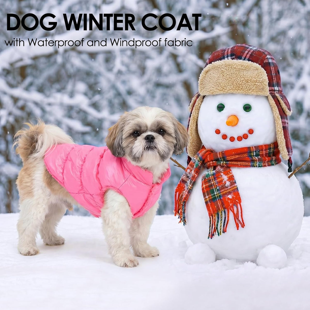 AOFITEE Dog Jacket Waterproof Dog Winter Coat Warm Fleece Pet Puffer Jacket