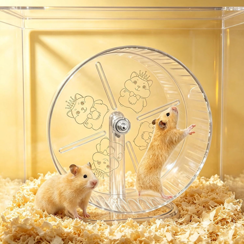 7Pcs Silent Hamster Exercise Wheels Adjustable Stand Quiet for Small Pets