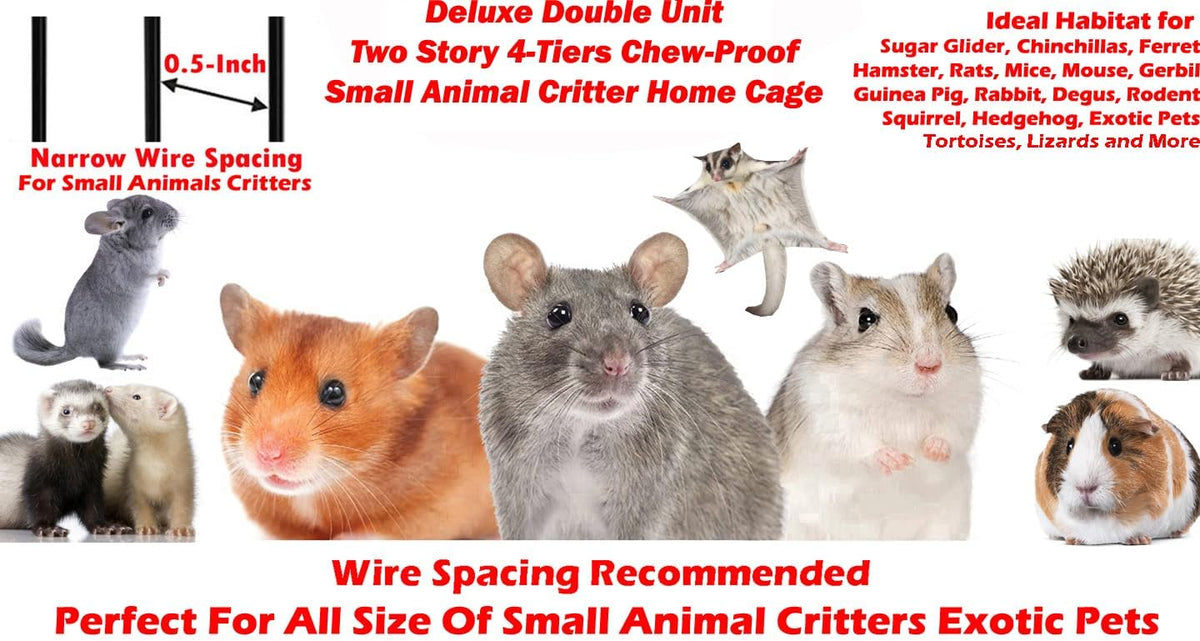 Deluxe Double Unit Two Full Story Small Animal Critter Home Rolling Cage